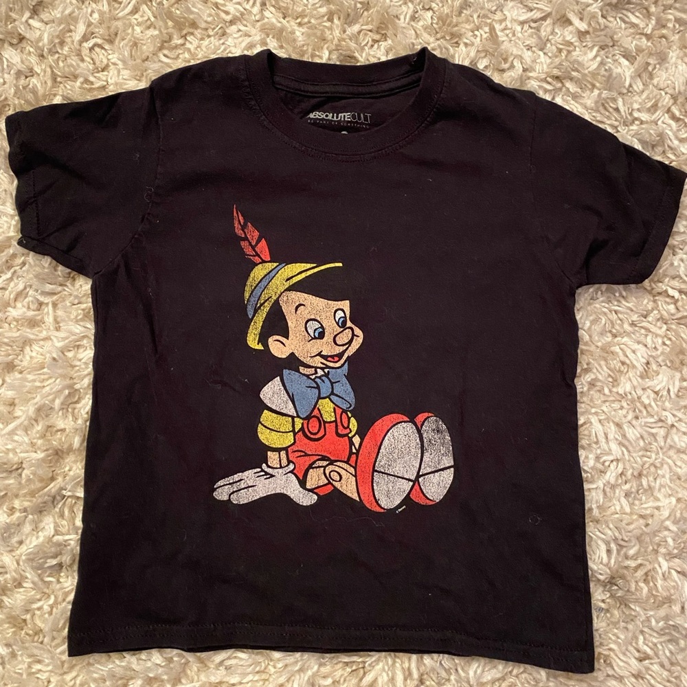 Black Pinocchio Graphic Tee Shirt Size Small